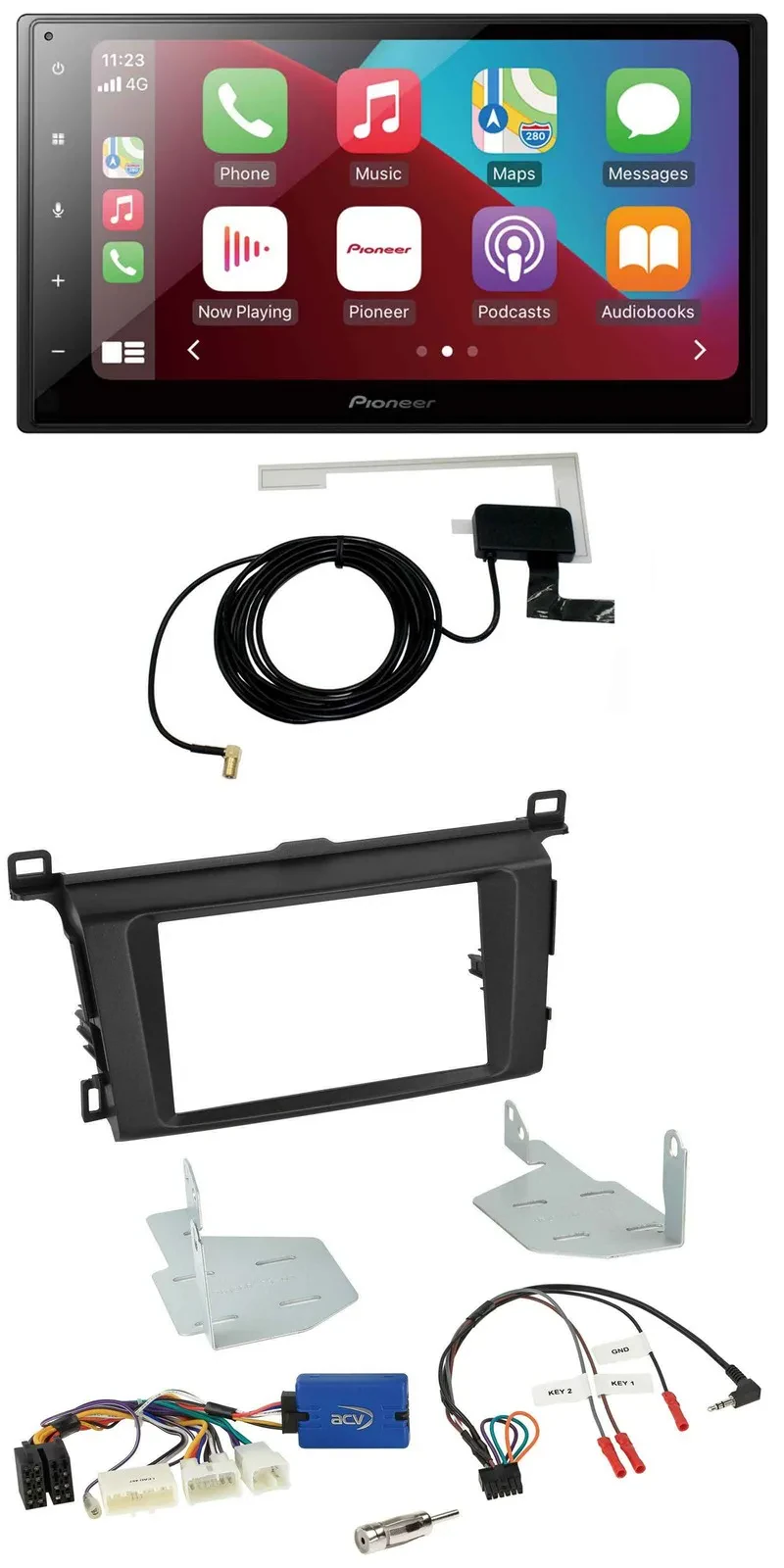 Автомагнитола для Toyota RAV4 (с 2013) Pioneer 2-DIN, USB, Bluetooth, DAB, поддержка кнопок на руле