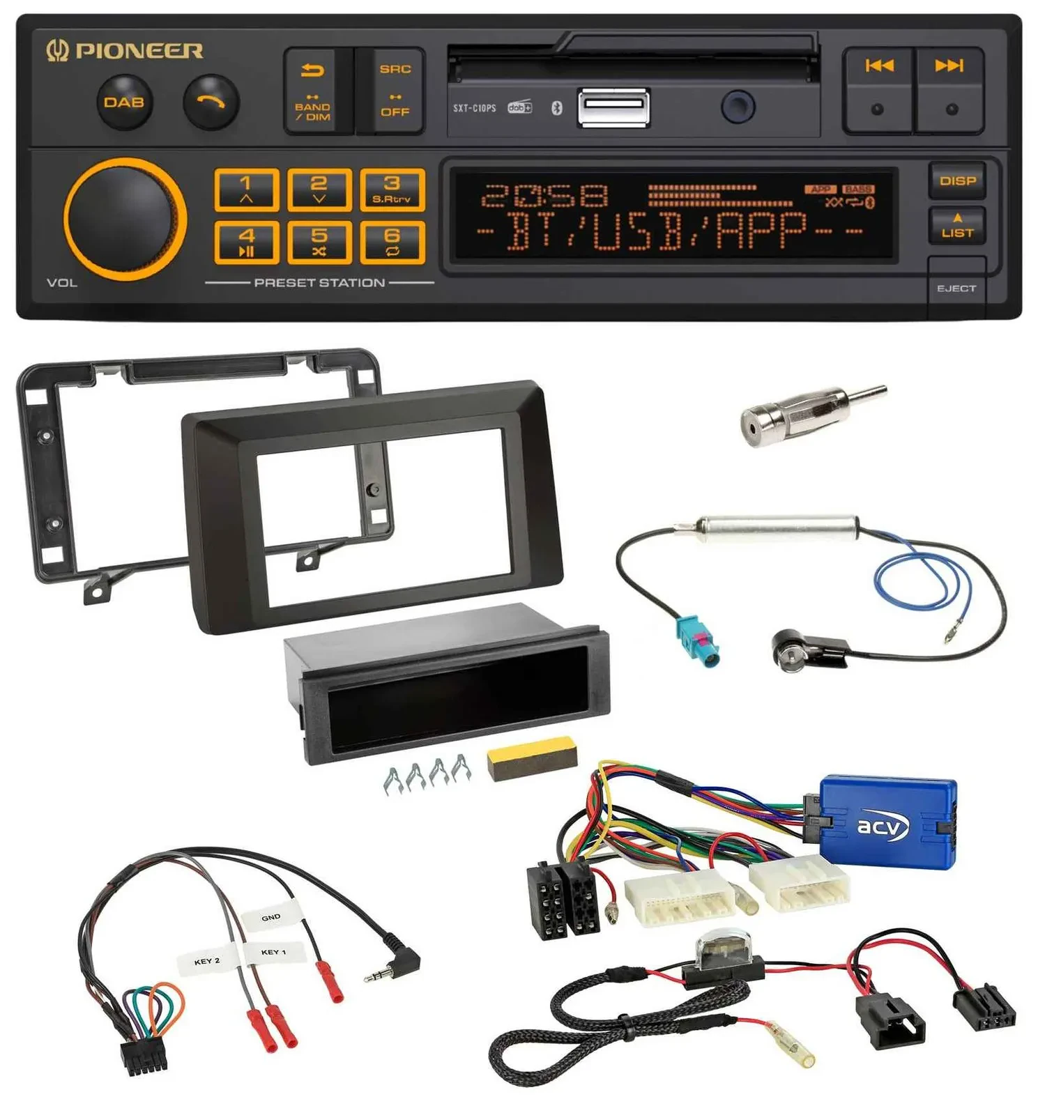 Автомагнитола Pioneer DAB Bluetooth USB для Dacia Duster (с 2021) с поддержкой кнопок на руле