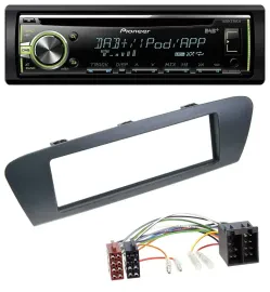 Pioneer DAB USB MP3 AUX CD Autoradio für Renault Scenic (ab 09) - grau