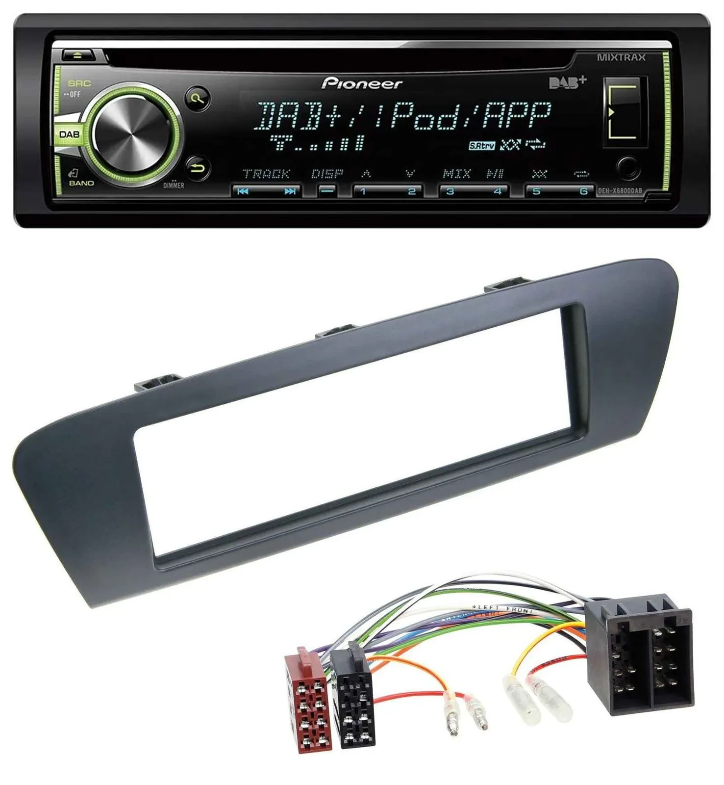 Pioneer DAB USB MP3 AUX CD Autoradio für Renault Scenic (ab 09) - grau