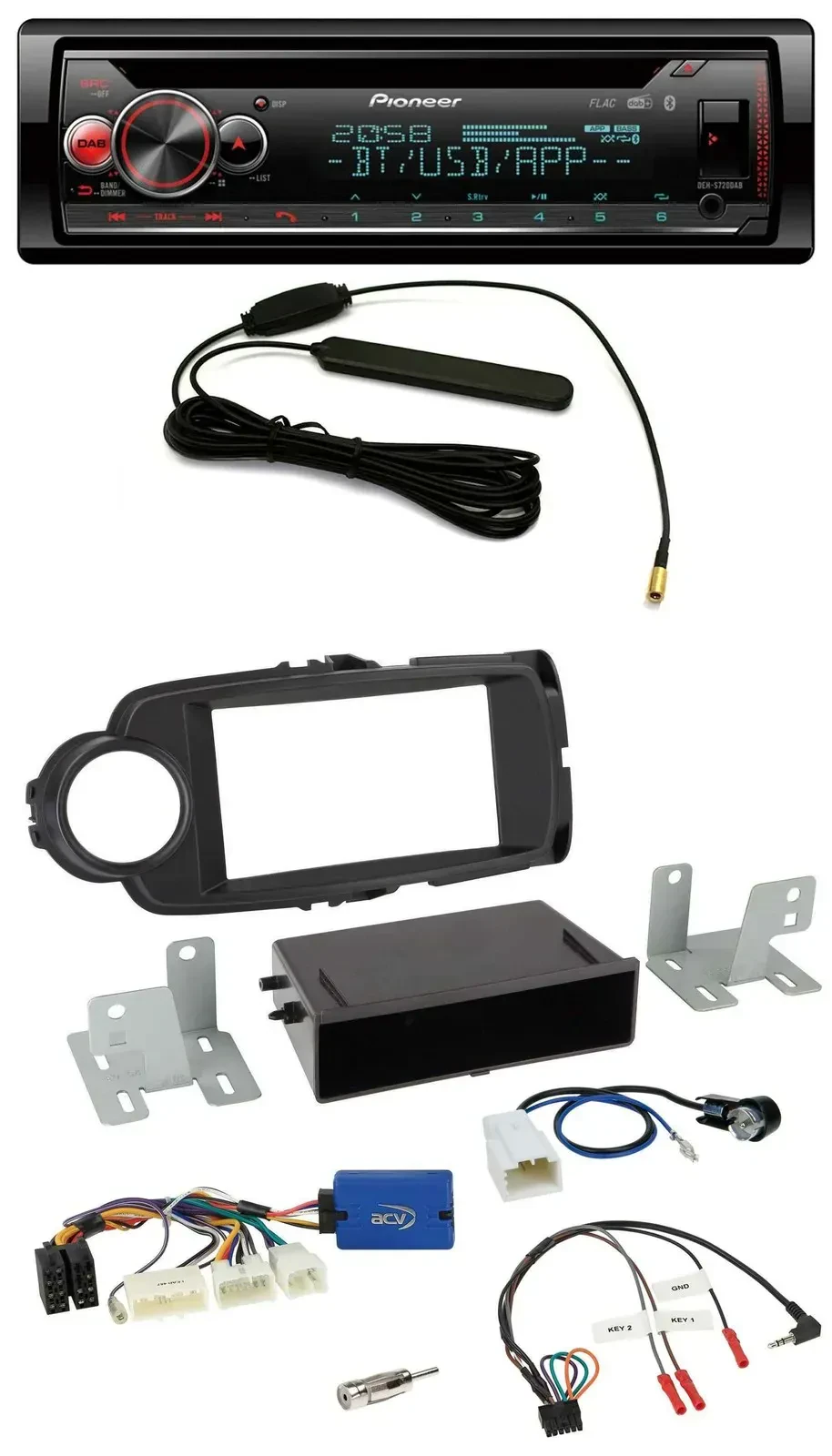 Автомагнитола для Toyota Yaris (с 2014) Pioneer USB, DAB, Bluetooth, CD, чёрный