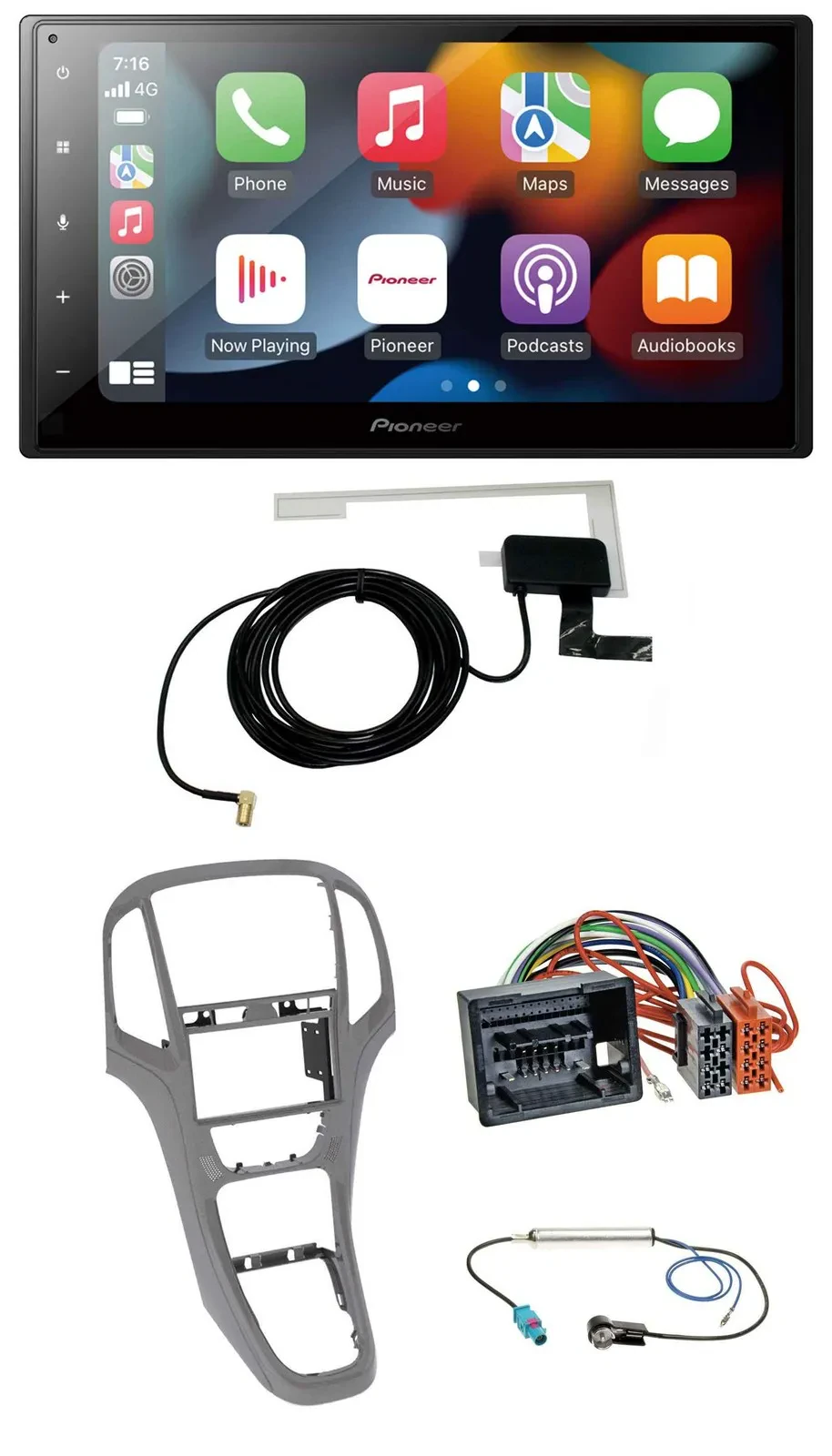 Автомагнитола для Opel Astra J (с 2009) Pioneer 2-DIN, MP3, USB, Bluetooth, DAB, титан-серый