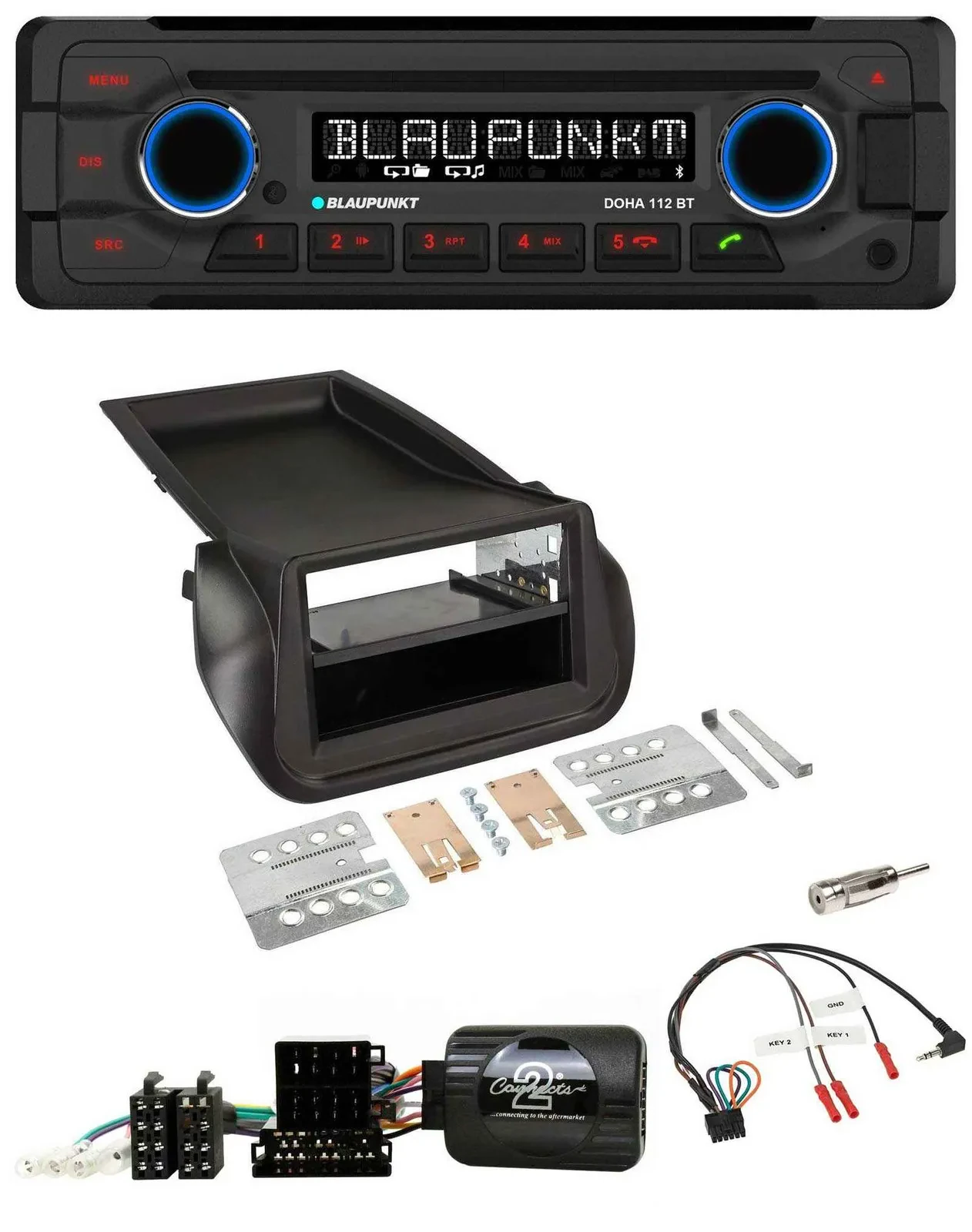 Blaupunkt Lenkrad MP3 CD Bluetooth USB Autoradio für FIAT Fiorino ab 2008