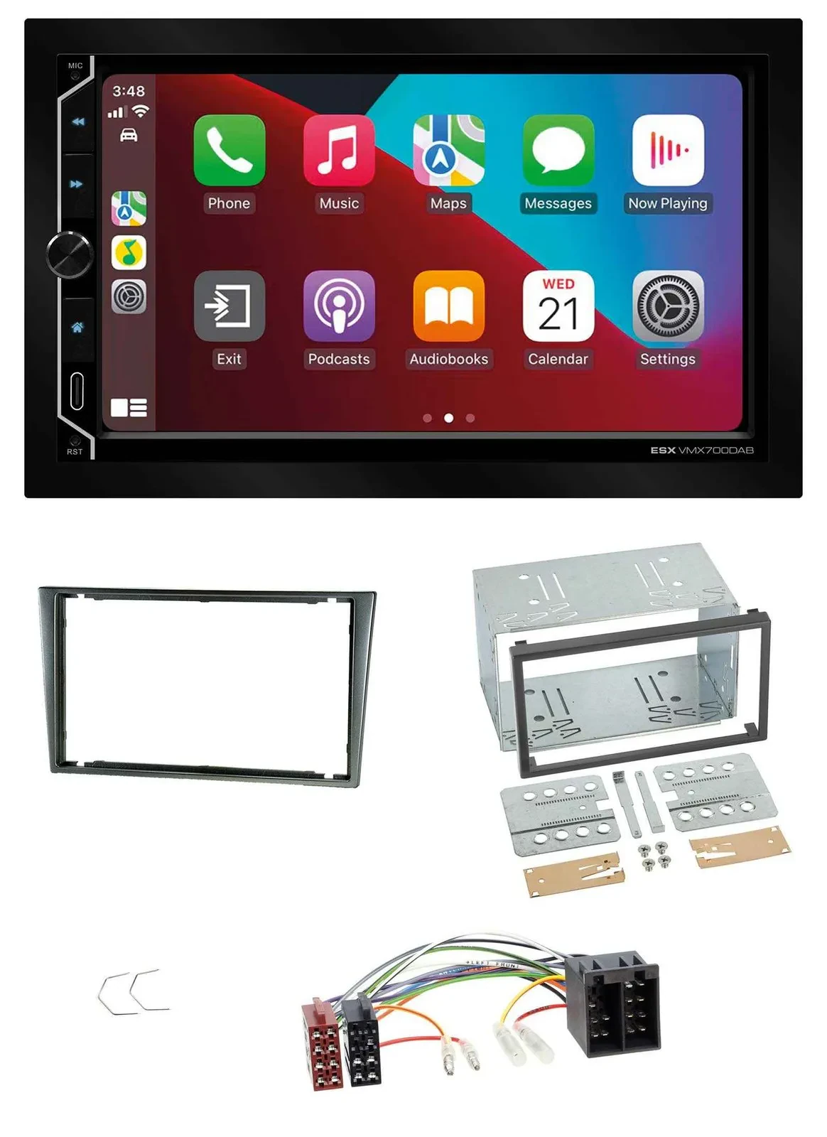 Автомагнитола для Opel Corsa C ESX 2DIN, DAB, USB, Bluetooth, MP3, алюминий (ISO 2000–2004)