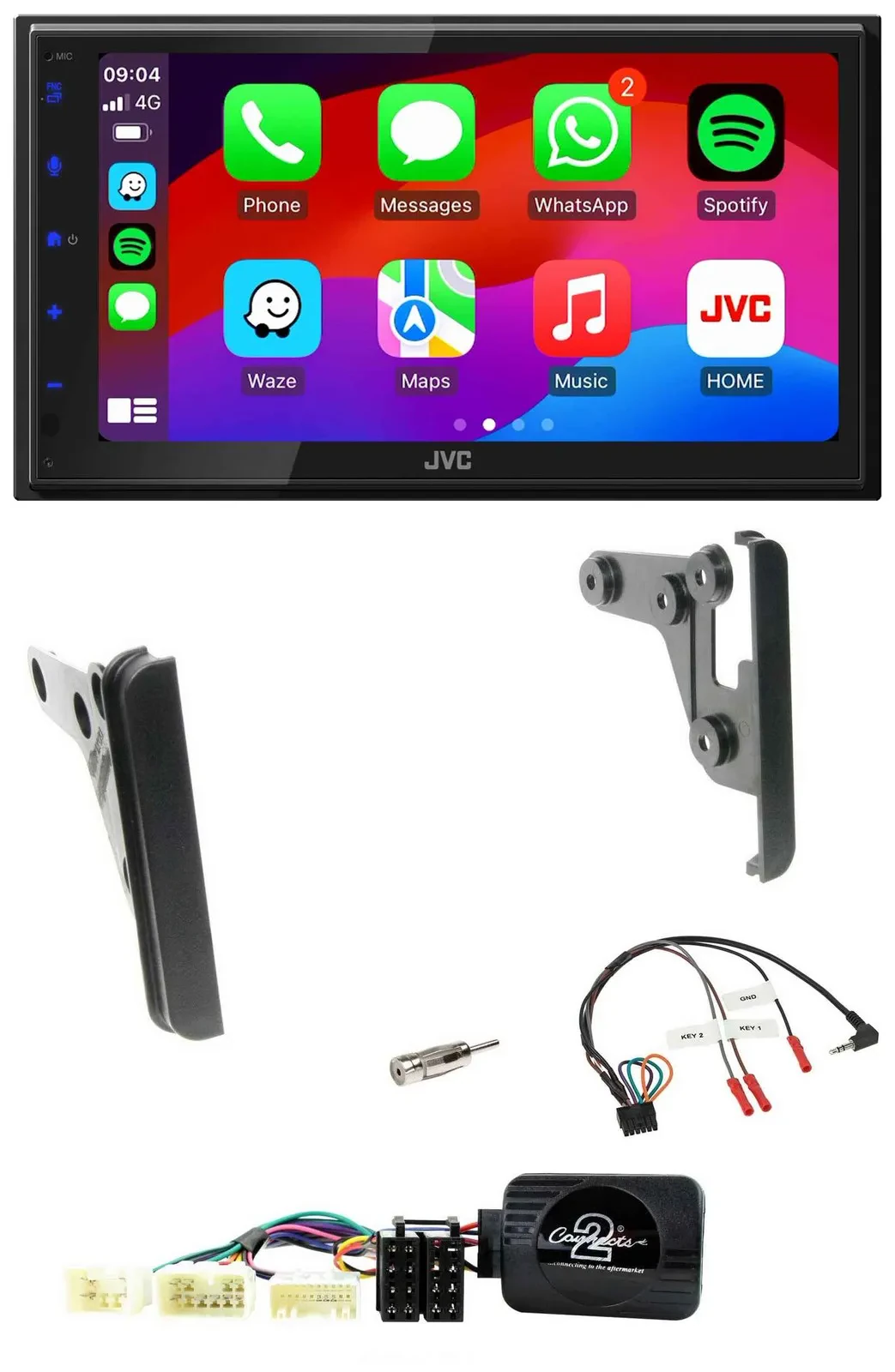 JVC Bluetooth 2DIN Lenkrad DAB USB Autoradio für Toyota Yaris 2007-2010