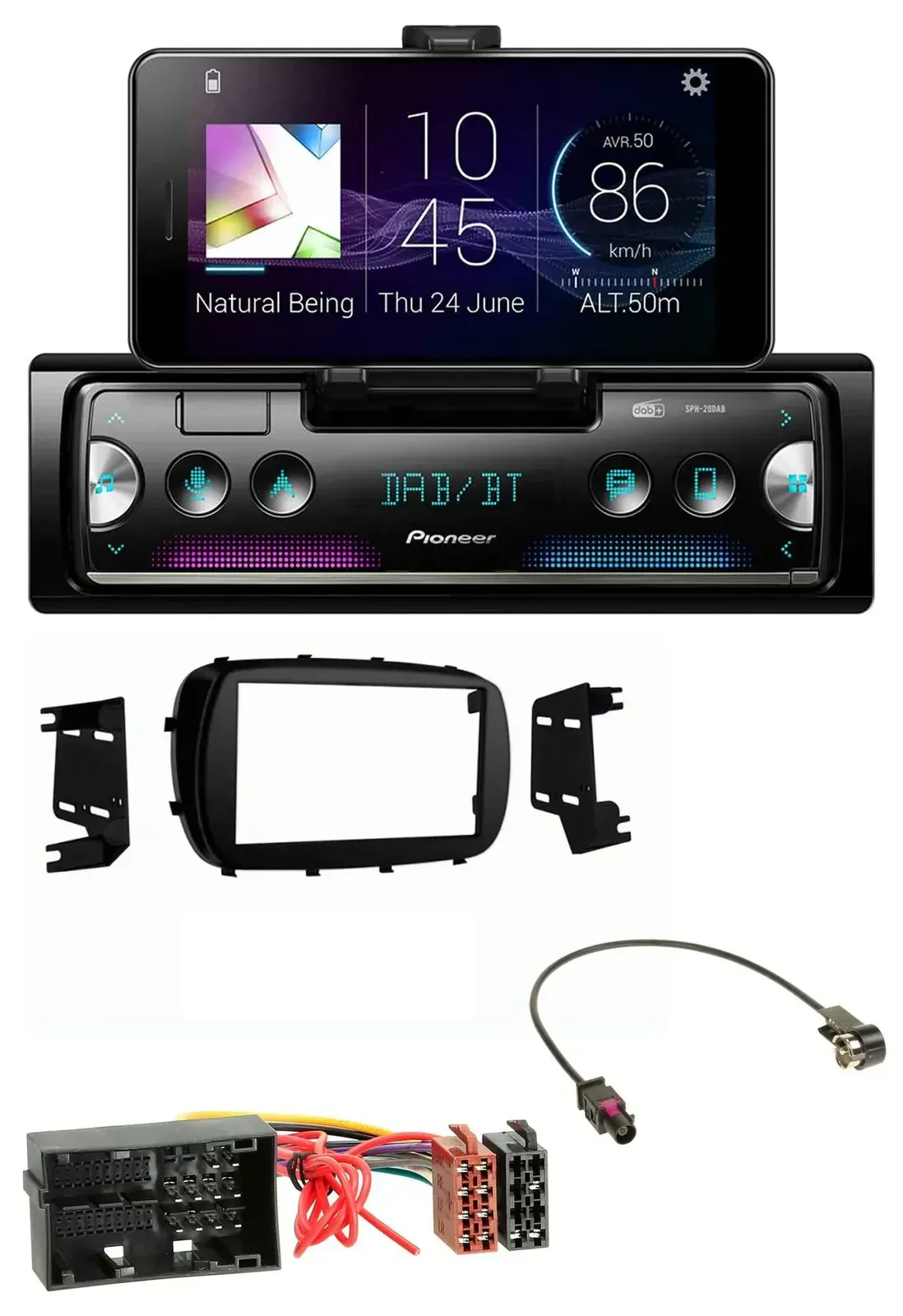 Автомагнитола для Fiat 500X (с 2015) Pioneer USB, MP3, Bluetooth, DAB