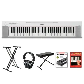 Yamaha Piaggero NP-35 76-Key Portable Keyboard W/Power Adapter Wht Beginner Pack