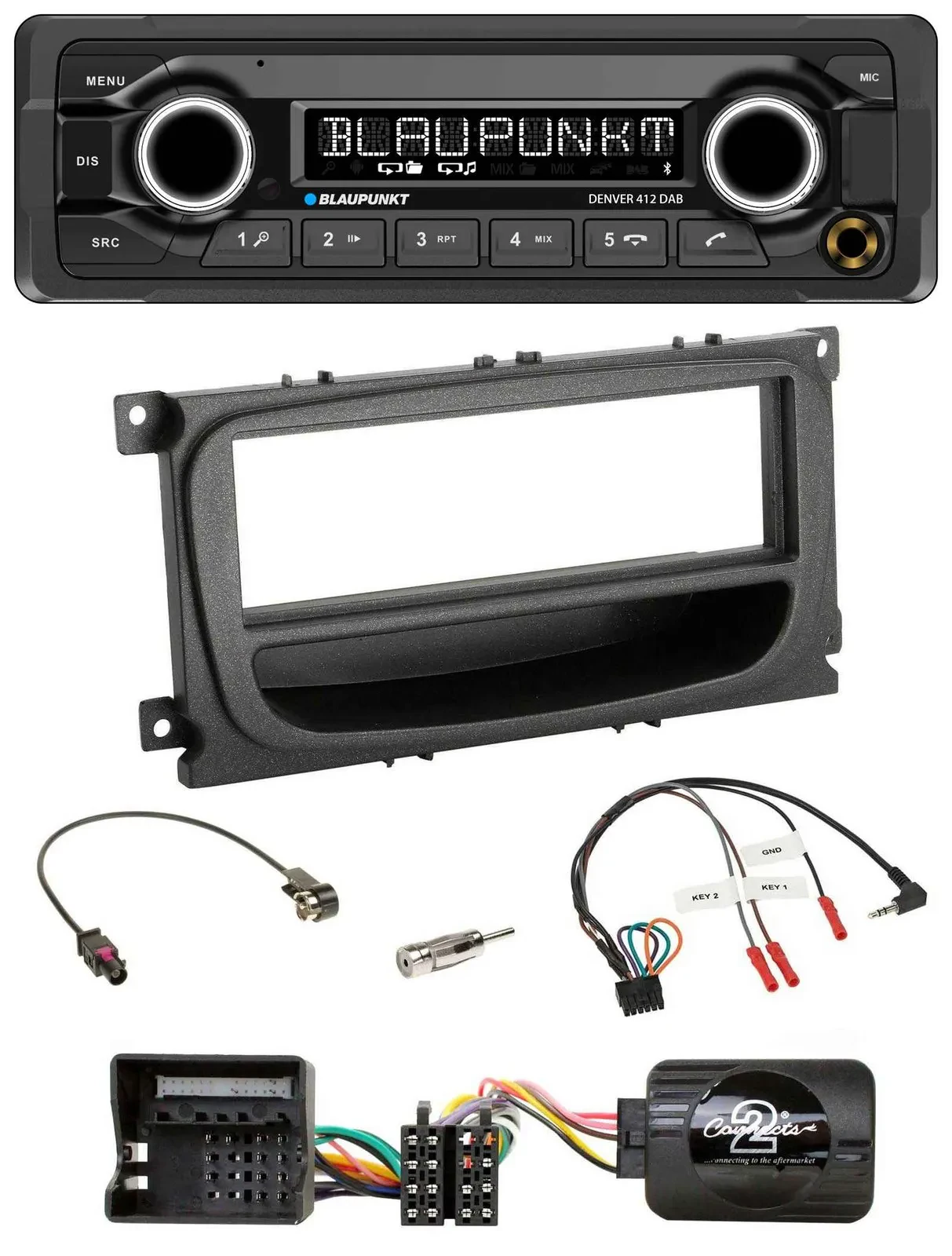 Blaupunkt Bluetooth DAB Lenkrad USB Autoradio für Ford Mondeo S-Max 07-14 schwar