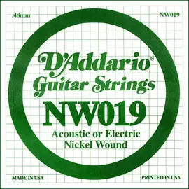 Струна для электрогитары D'Addario NW019 XL Nickel Wound Singles, сталь никелированная, калибр 19