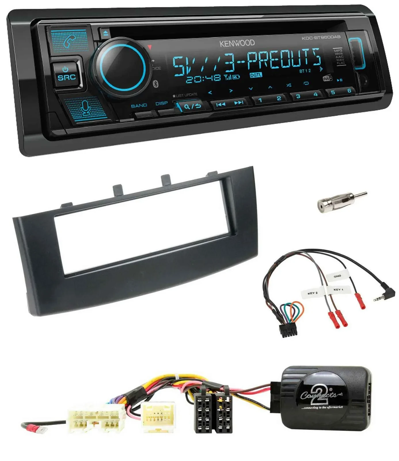 Kenwood Bluetooth USB CD Lenkrad DAB Autoradio für Mitsubishi Colt 2008-2012