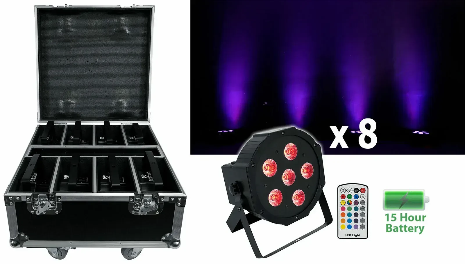 Комплект светового оборудования Rockville BATTERY PAR PACK 6RF BLACK