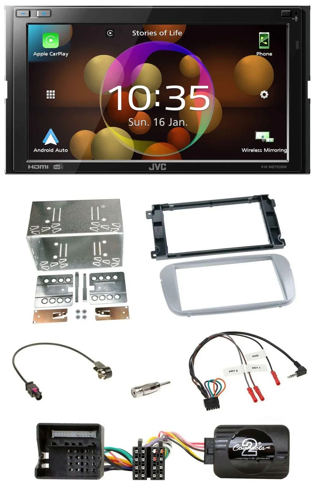 JVC DAB Lenkrad 2DIN Bluetooth USB Autoradio für Ford Galaxy C Max Focus Profi s