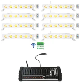 (8) Rockville BEST STRIP 60 White Light Bars+384 Ch. Wireless DMX Controller