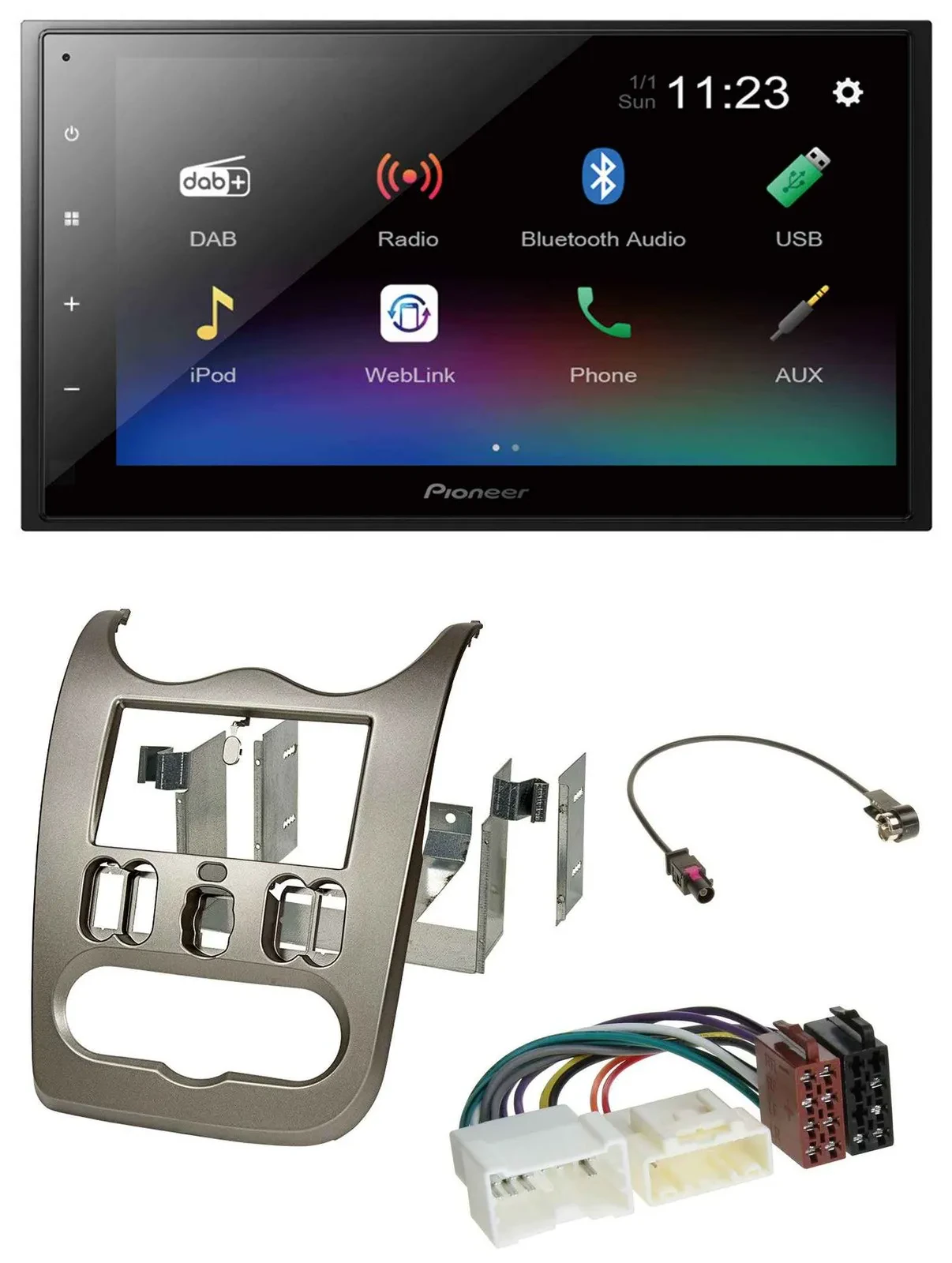 Pioneer USB Bluetooth DAB 2DIN MP3 Autoradio für Dacia Logan Sandero Duster ab 1