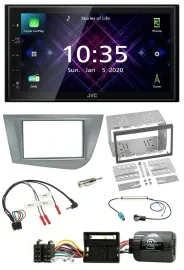 JVC DAB 2DIN Lenkrad Bluetooth USB Autoradio für Seat Leon 2005-2012 silber