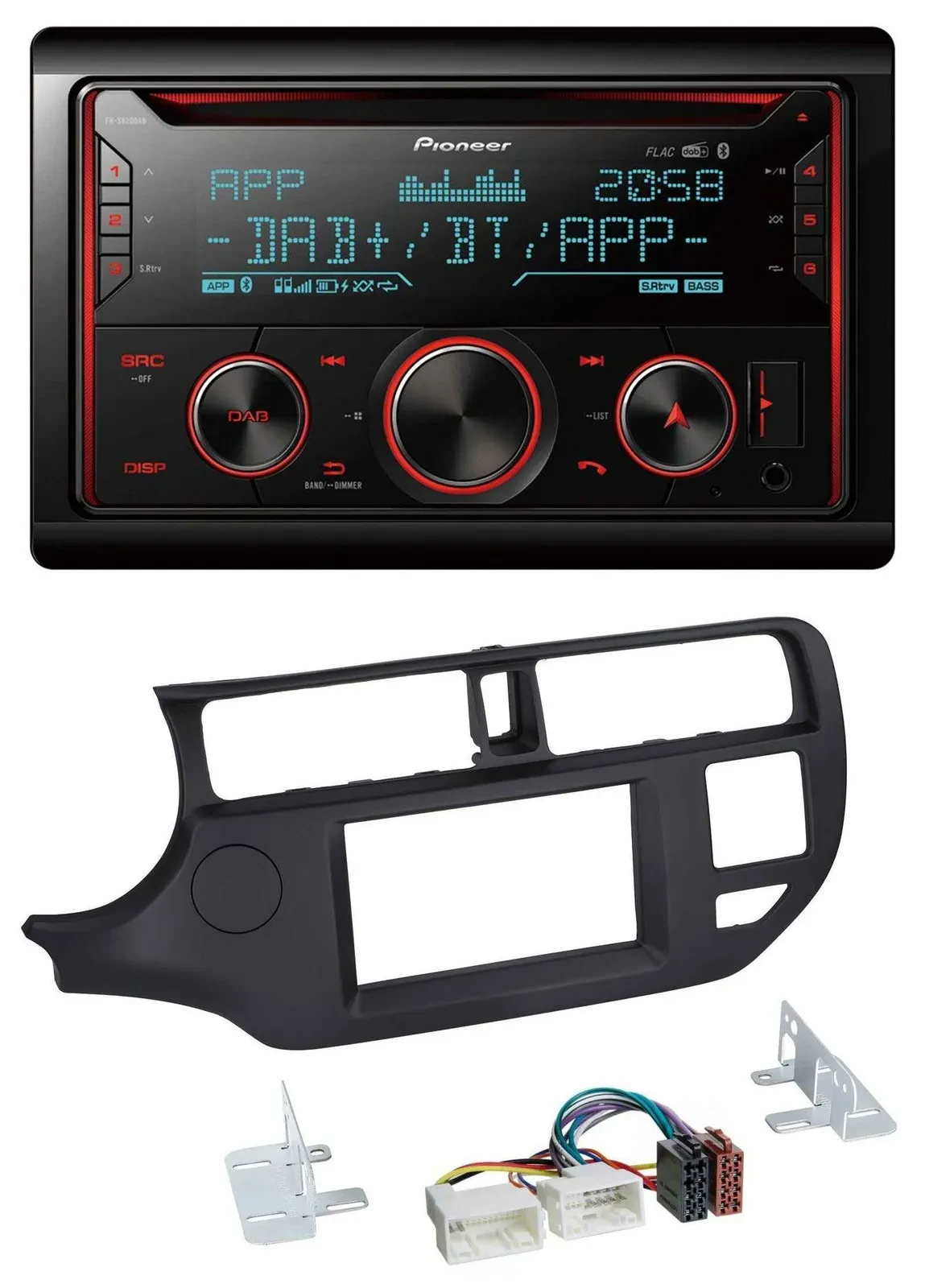 Автомагнитола для Kia Rio (UB, 2011–2014) Pioneer 2-DIN DAB Bluetooth USB CD/MP3, черный