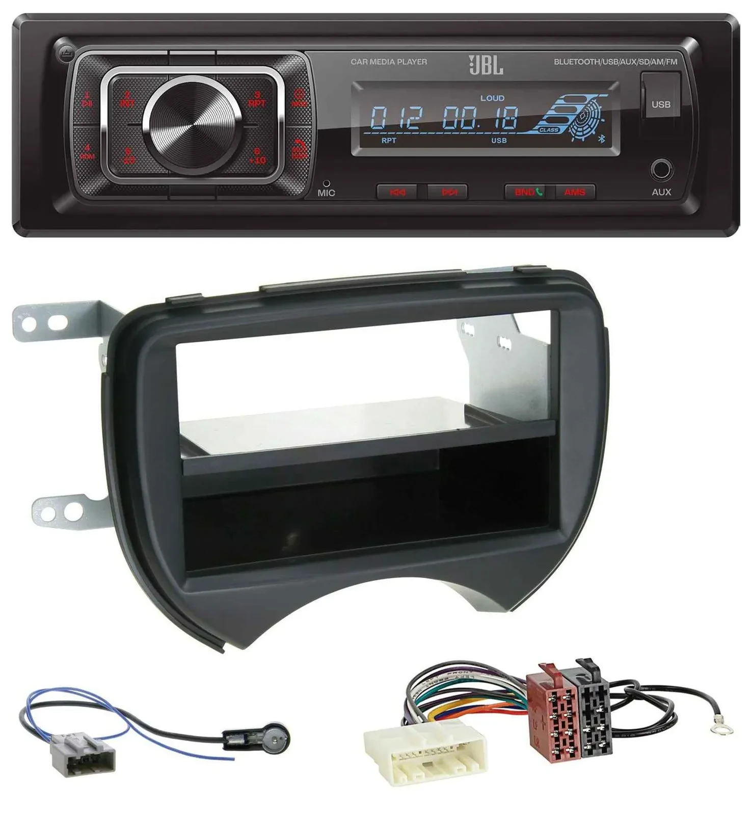 JBL SD AUX MP3 USB Bluetooth Autoradio für Nissan Micra K13 10-13 schwarz