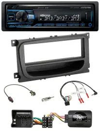 Alpine USB Bluetooth DAB Lenkrad Autoradio für Ford C-Max Galaxy Focus ab 07 sch