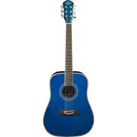 Oscar Schmidt OGHSTBL-A 1/2 Size Blue Finish Acoustic Guitar Safe for Export