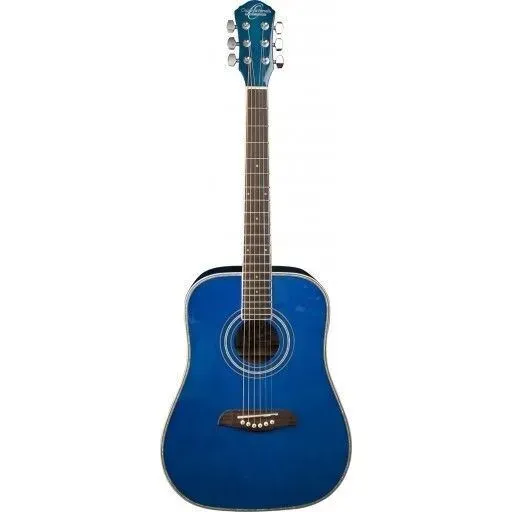 Oscar Schmidt OGHSTBL-A 1/2 Size Blue Finish Acoustic Guitar Safe for Export