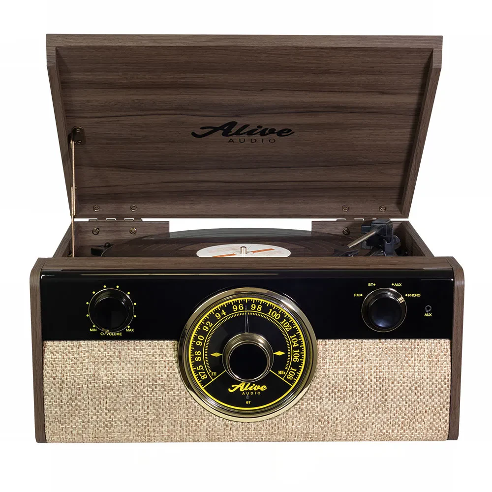 Виниловый проигрыватель Alive Audio FUSION Dark Wood c Bluetooth и FM-радио