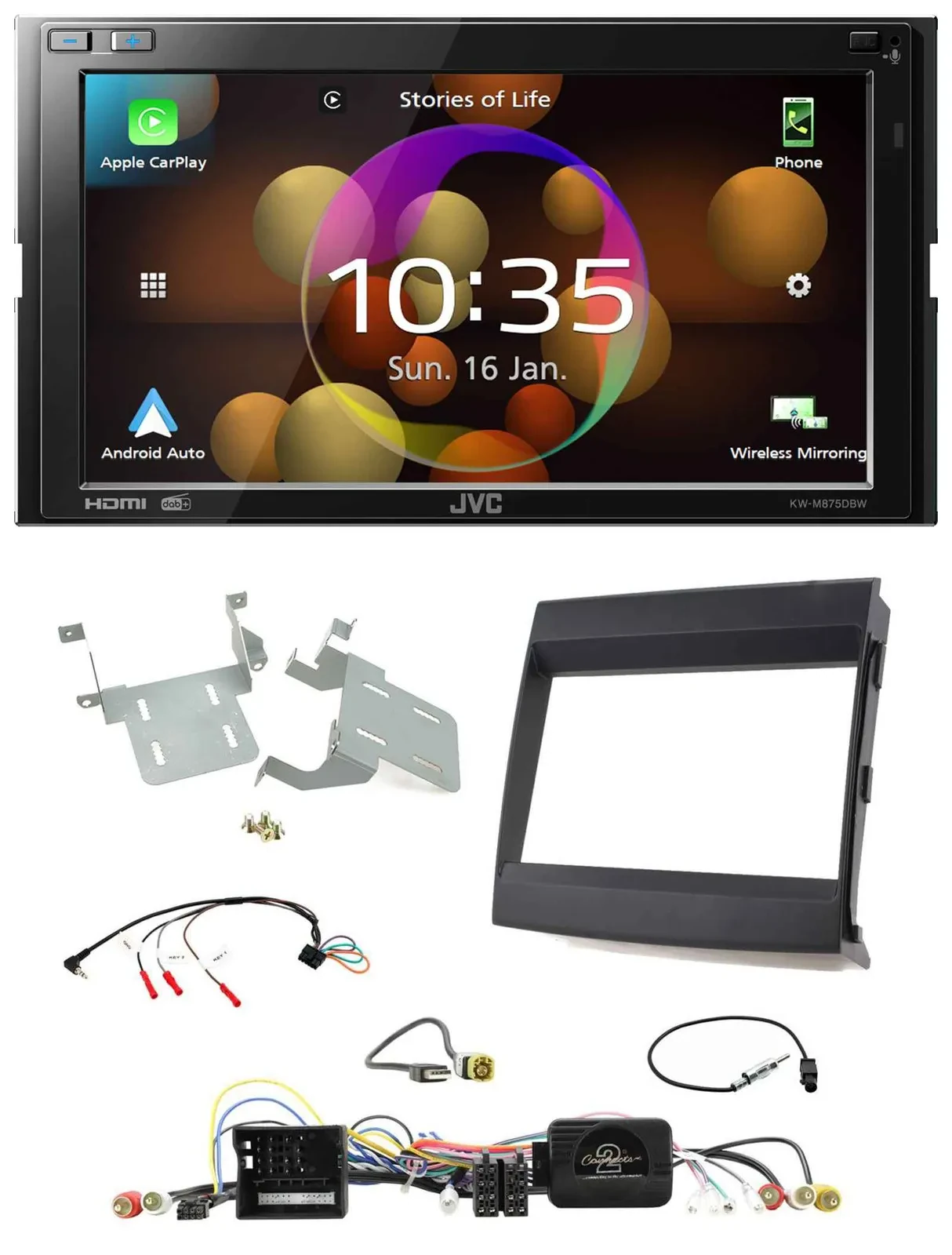 JVC DAB Lenkrad 2DIN Bluetooth USB Autoradio für Porsche Cayenne 2011-2016