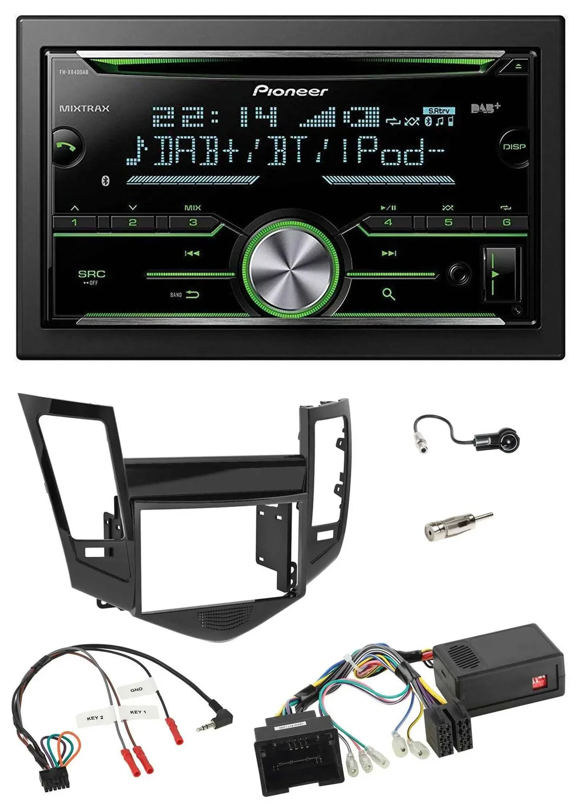 Pioneer Bluetooth Lenkrad DAB 2DIN USB CD Autoradio für Chevrolet Cruze 05/2009-