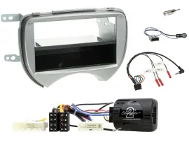 Einbauset Lenkradadapter DIN Autoradio für Nissan Micra 10-13 silber Telefontast