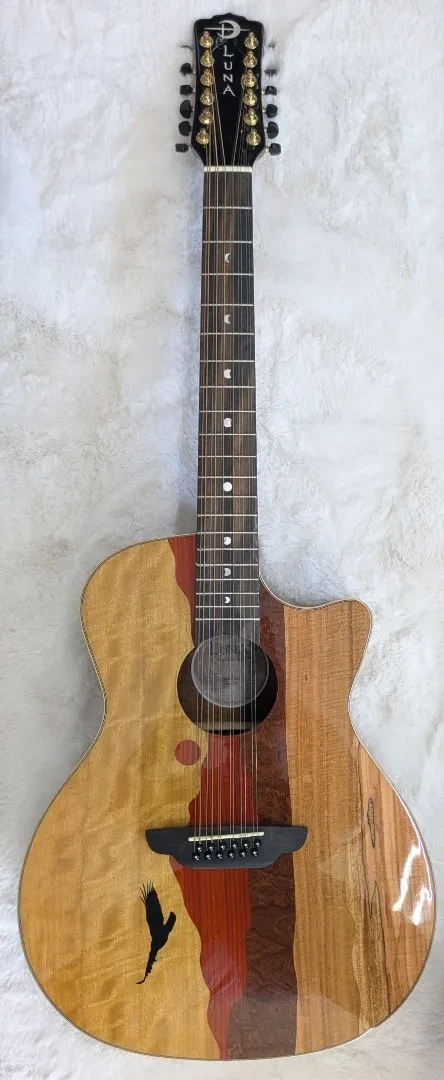 Luna Guitars Luna Vista Eagle 12 String  Tropical Wood Acoustic Electric Guitar w/Hard Case