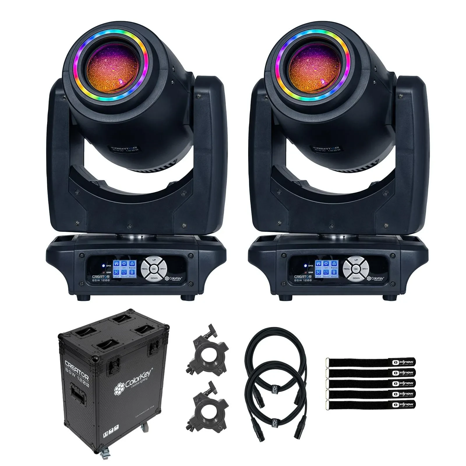 Прожектор ColorKey CKU-5100 Creator BSW 1200, гибридная вращающаяся голова (набор, 2 шт.) с кейсом