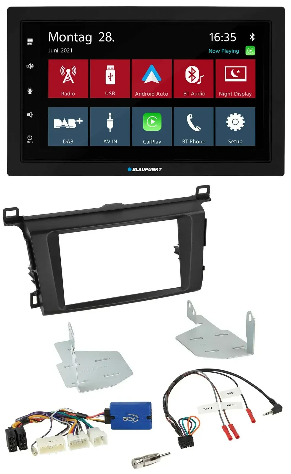 Blaupunkt Lenkrad Bluetooth DAB 2DIN USB Autoradio für Toyota RAV 4 ab 2013