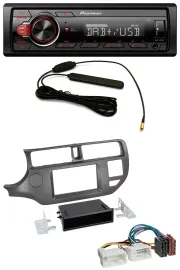 Автомагнитола Pioneer 1-DIN, DAB, MP3, USB, AUX для Kia Rio UB (2011–2014), антрацит