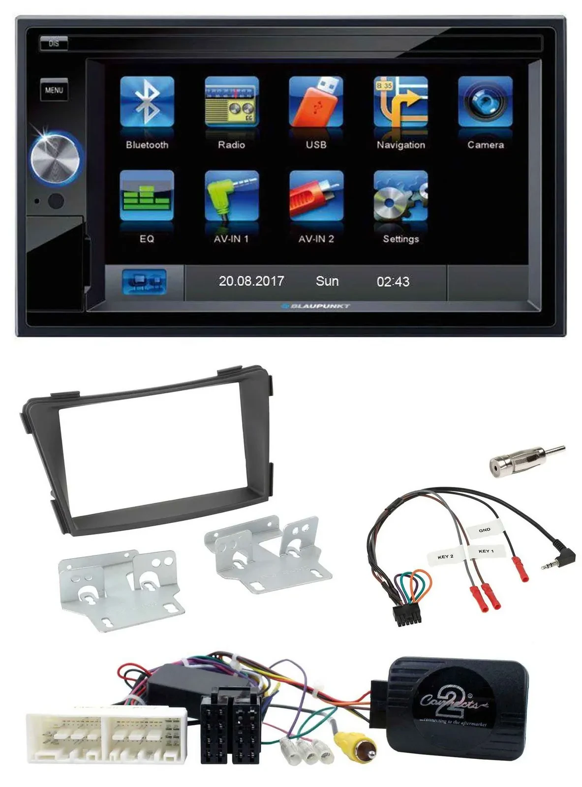 Blaupunkt 2DIN Bluetooth TMC USB Lenkrad SD Navigation für Hyundai i40 VF ab 16
