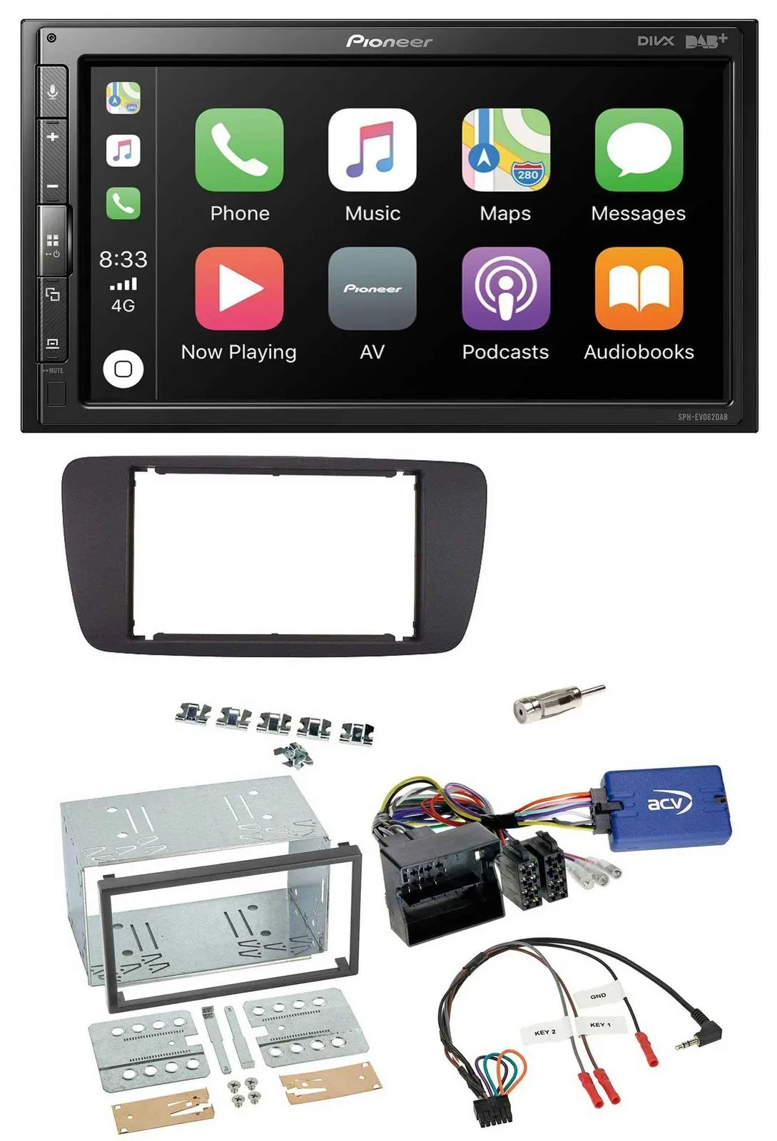 Pioneer USB Lenkrad DAB 2DIN Bluetooth Autoradio für Seat Ibiza ab 08 azabachesc