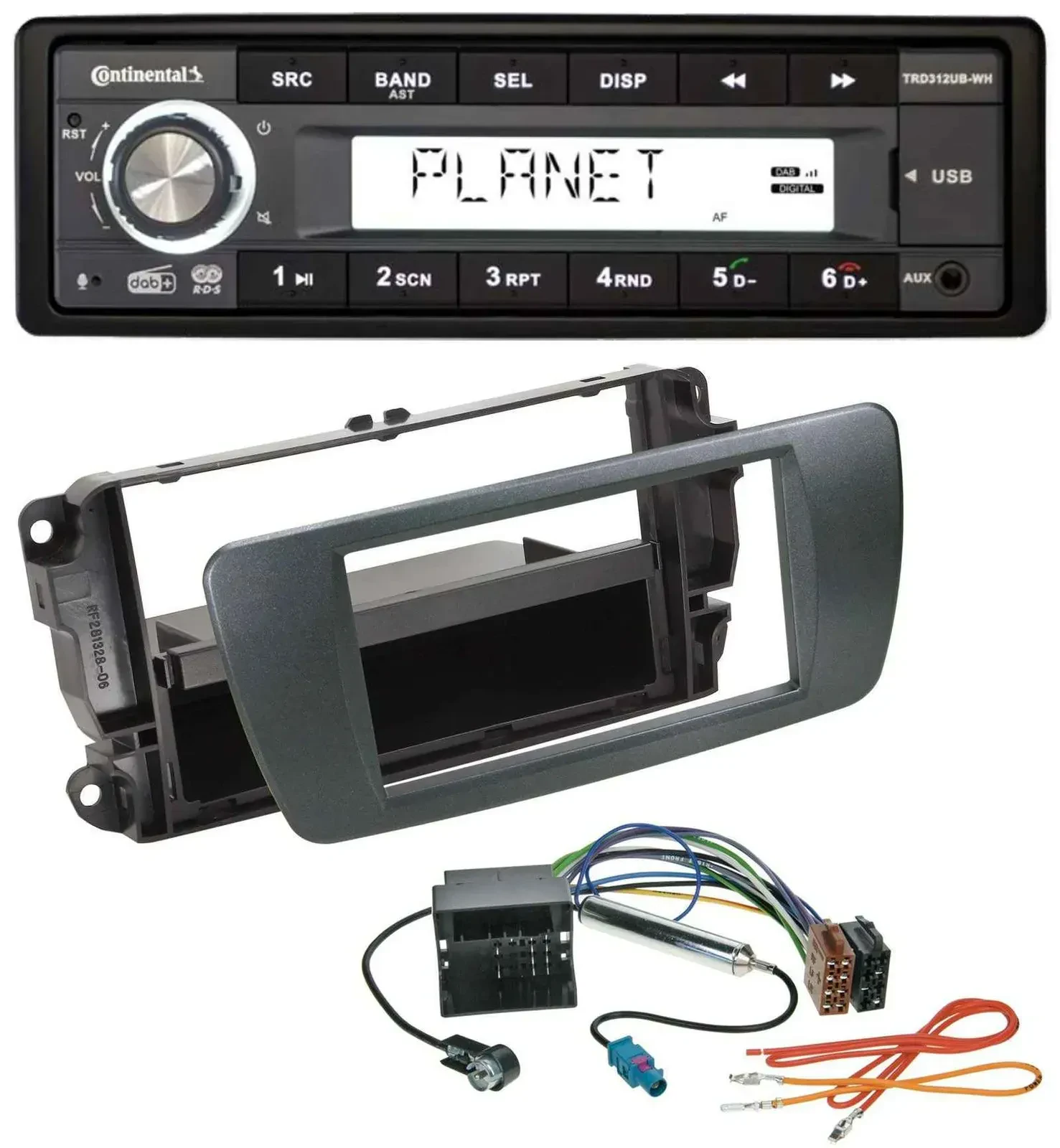 Автомагнитола для Seat Ibiza (с 2008) Continental 1-DIN USB AUX DAB MP3 черный