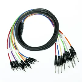 Audio Multicorekabel 8-fach 3m Klinke Mono zu Cinch Male Schwarz PVC AL-Folie