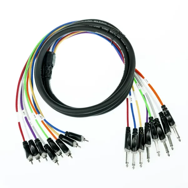 Audio Multicorekabel 8-fach 3m Klinke Mono zu Cinch Male Schwarz PVC AL-Folie