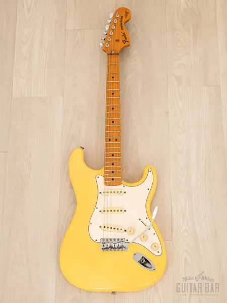 Электрогитара Fender Yngwie Malmsteen Signature Stratocaster ST72-140YM SSS Yellow White w/gigbag Japan 1996