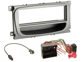 Radioeinbauset DIN Autoradio für Ford Focus Galaxy C-Max ab 2007 silber Ablagefa