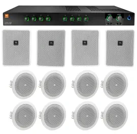 JBL CSMA280 Commercial Amplifier+(4) 6.5" White Wall+(8) 4" Ceiing Speakers