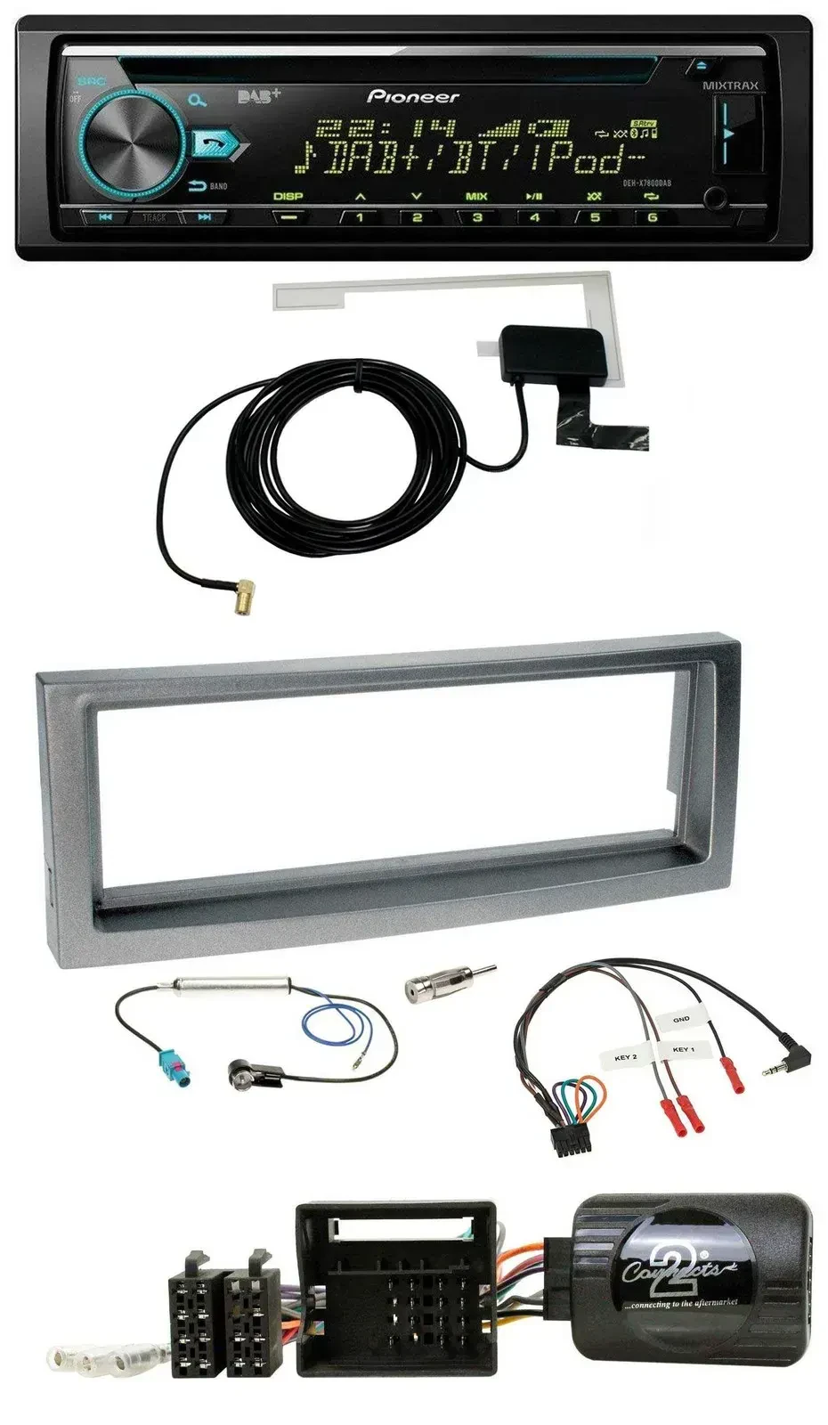 Pioneer MP3 Lenkrad CD USB DAB Autoradio für Citroen C5 ab 2005 grau-metallic