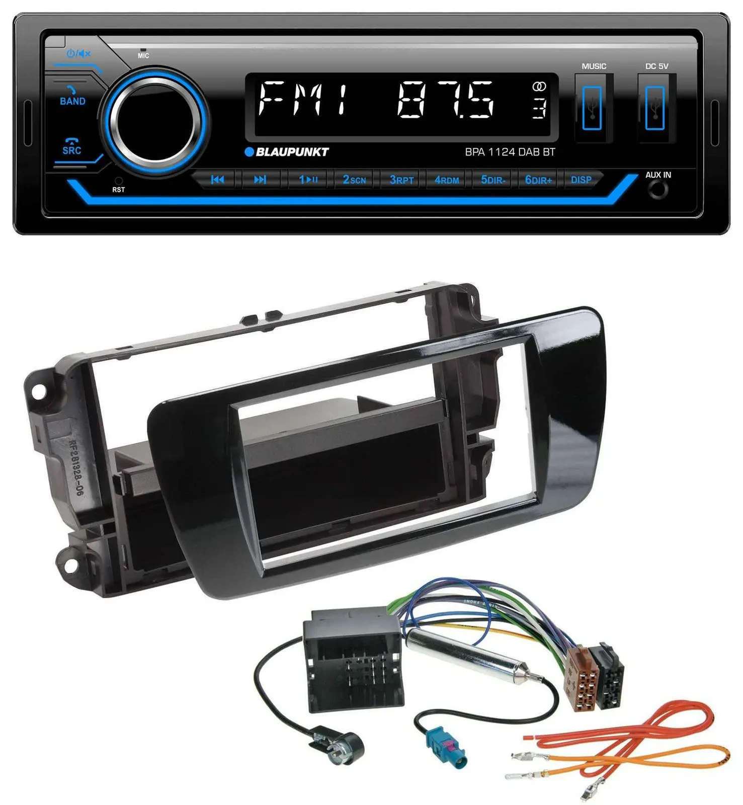 Blaupunkt Bluetooth USB DAB MP3 Autoradio für Seat Ibiza ab 08 Klavierlack schwa