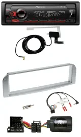 Автомагнитола для Alfa Romeo 147/GT Pioneer с DAB, USB, Bluetooth, поддержка управления на руле, серебристо-серая