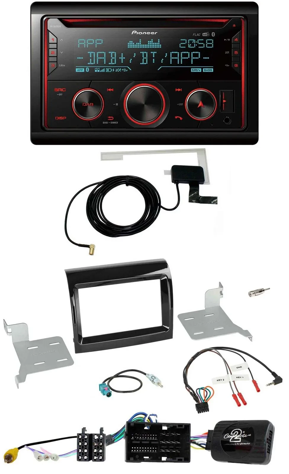 Pioneer 2DIN Lenkrad DAB USB CD Bluetooth Autoradio für Citroen Fiat Peugeot 201