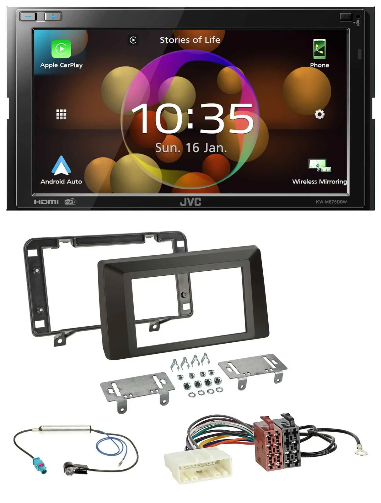 JVC DAB MP3 2DIN Bluetooth USB Autoradio für Dacia Duster (ab 2021)