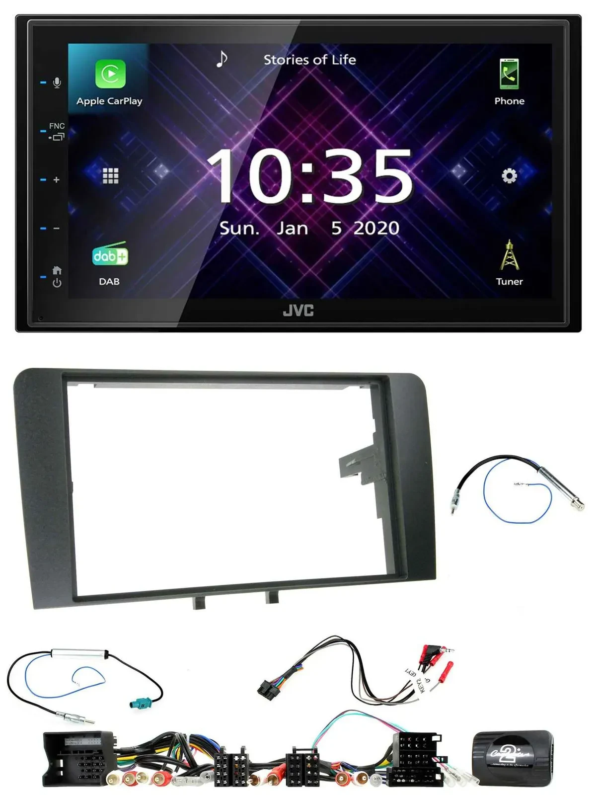JVC DAB 2DIN Lenkrad Bluetooth USB Autoradio für Audi A3 8P 2003-2012 Aktivsyste