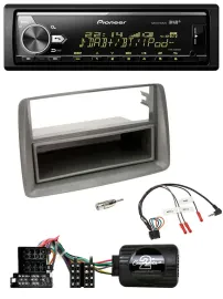 Автомагнитола для Fiat Panda (2004–2010) Pioneer Bluetooth, USB, DAB, совместимая с кнопками на руле, серый