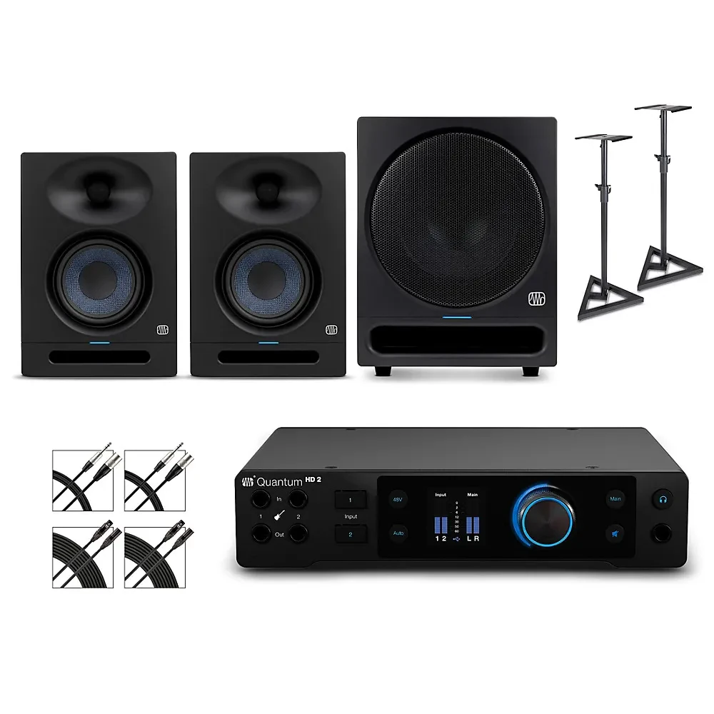 PreSonus Quantum HD2 Audio Interface w/Eris Monitors/Pro Sub10/Cables/Stands