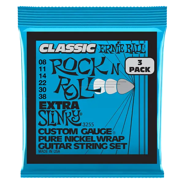 Струны для электрогитары ERNIE BALL 3255 Pure Nickel Extra Slinky Classic 3 Pack 8-38