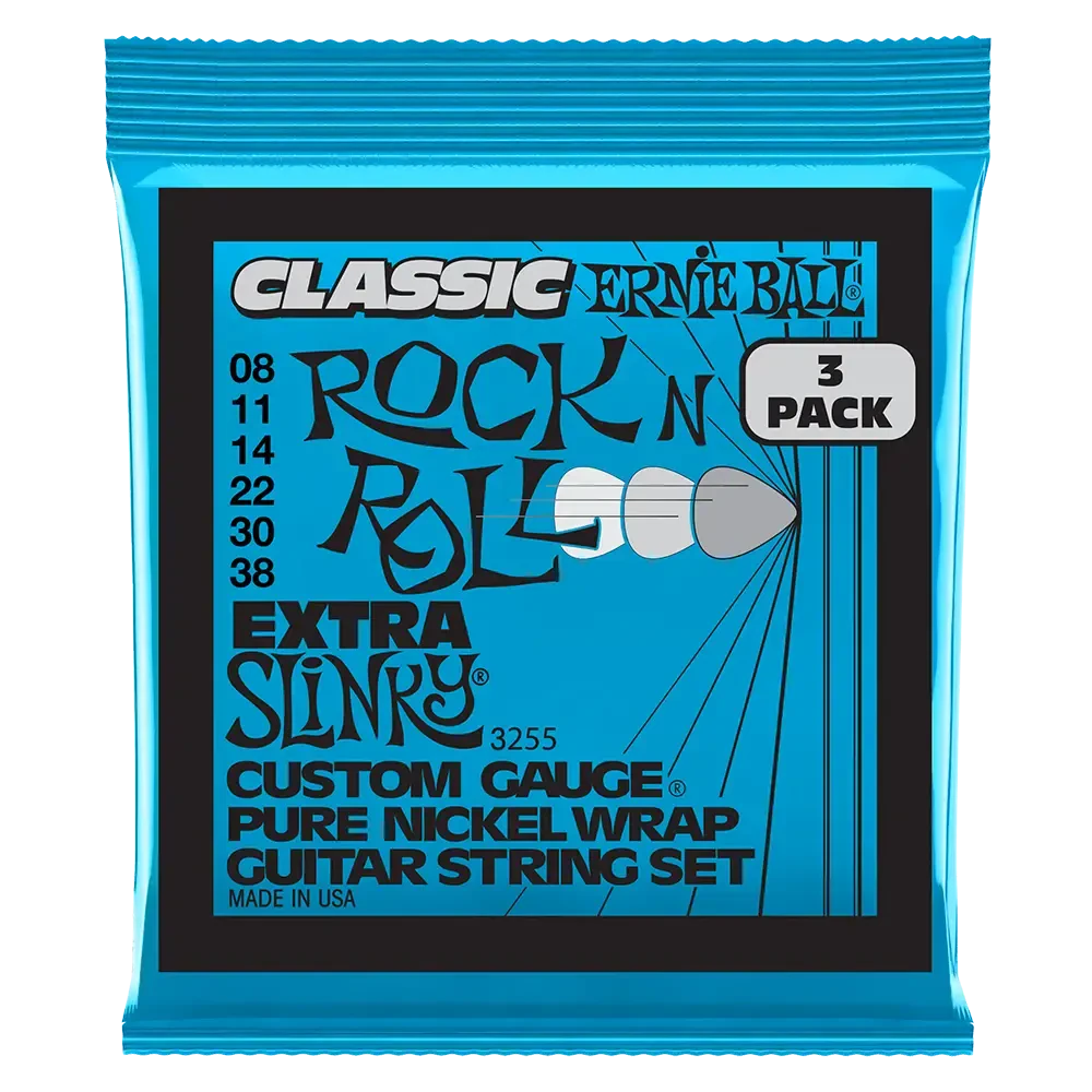 Струны для электрогитары ERNIE BALL 3255 Pure Nickel Extra Slinky Classic 3 Pack 8-38